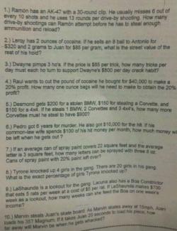 "Dwayne Pimps 3 Ho's" - Alabama Math Quiz Veers Too Close To Real Life