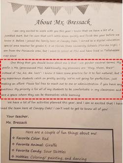 Florida Parents Outraged After Teacher Demands Her 5th Graders Use Gender Neutral Pronouns