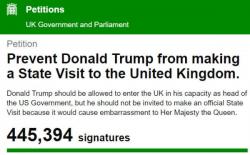 Over 400,000 Brits Want President Trump Banned From The UK