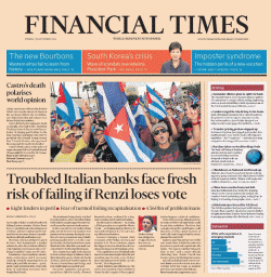 Banker Scaremongering In FT re €4 Trillion Italian Banking System as Referendum Looms