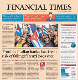 Banker Scaremongering In FT re €4 Trillion Italian Banking System as Referendum Looms Banker Scaremongering In FT re €4 Trillion Italian Banking System as Referendum Looms