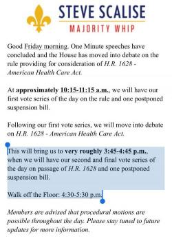 Healthcare Vote Timing: 3:45 pm - 4:45 pm; "Hard No's" Drop To 18