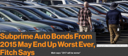 Soaring Auto Loan Defaults: Fitch Says 2015 Bonds May Be Worst Ever