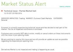 Euronext Halts "Part Of The Market" Due To Technical Difficulties