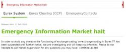 Futures Trading On Eurex Suspended "Until Futher Notice" Due To Technical Issues Futures Trading On Eurex Suspended "Until Futher Notice" Due To Technical Issues
