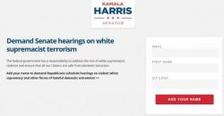 Kamala Harris Calls For Congressional Investigation Of "White Supremacist Terrorism" Kamala Harris Calls For Congressional Investigation Of "White Supremacist Terrorism"