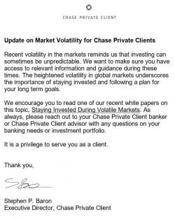 JPM Emails High Net Worth Clients, Urging Them To "Stay Invested"