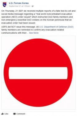 Pentagon To Probe "Evacuation Hoax" Messages Sent To US Soldiers In South Korea Pentagon To Probe "Evacuation Hoax" Messages Sent To US Soldiers In South Korea
