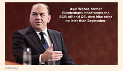 "Investors Are Dangerously Unprepared" - Axel Weber, Former Bundesbank Head Warns Of Coming Rate Hikes By ECB "Investors Are Dangerously Unprepared" - Axel Weber, Former Bundesbank Head Warns Of Coming Rate Hikes By ECB