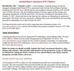 Two Gartman ETFs To Close Two Gartman ETFs To Close