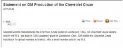 GM Lied To The Public And To Trump About Where Chevrolet Cruze Sedans Sold In The USA Are Assembled