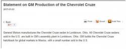 GM Lied To The Public And To Trump About Where Chevrolet Cruze Sedans Sold In The USA Are Assembled GM Lied To The Public And To Trump About Where Chevrolet Cruze Sedans Sold In The USA Are Assembled