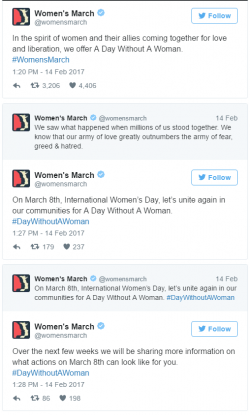 Women's March Promotes "A Day Without A Woman" General Strike: Platform Is Fiscal Insanity