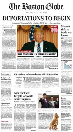 Life Under President Trump: The Boston Globe's Front Page Satire Life Under President Trump: The Boston Globe's Front Page Satire