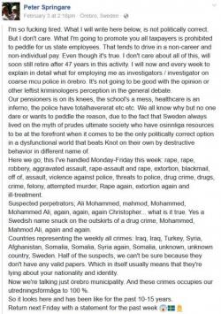 Swedish Cop Posts Epic Facebook Rant On Immigrant Crime; Ignites Nationwide Firestorm Swedish Cop Posts Epic Facebook Rant On Immigrant Crime; Ignites Nationwide Firestorm