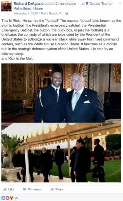 Random Mar-A-Lago Guest Posts Selfie With "Nuclear Football" Briefcase Random Mar-A-Lago Guest Posts Selfie With "Nuclear Football" Briefcase
