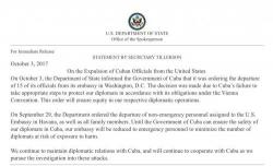 US Expels 15 Cuban Diplomats In Retaliation For Mystery "Health Attack" US Expels 15 Cuban Diplomats In Retaliation For Mystery "Health Attack"